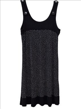 Jessica Sleeveless Solid black Dress with all-over white mini-floral pattern